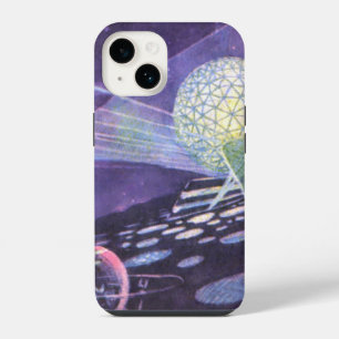 Vintage Science Fiction, a Glowing Orb with Aliens iPhone 14 Case