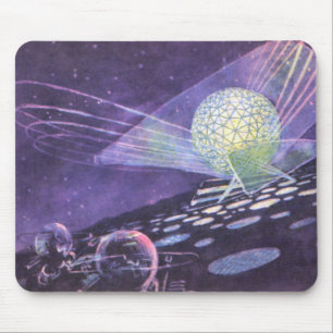 Vintage Science Fiction, a Glowing Orb with Aliens Mouse Mat