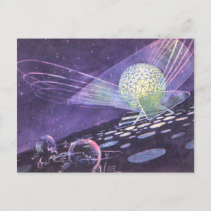 Vintage Science Fiction, a Glowing Orb with Aliens Postcard