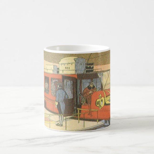 Vintage Science Fiction Aeroplane Helicopter Limo Coffee Mug (Center)