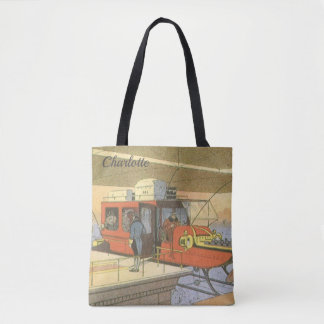 Vintage Science Fiction Aeroplane Helicopter Limo Tote Bag