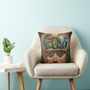 Vintage Science Fiction, Alien Brain in Laboratory Cushion
