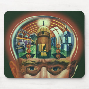 Vintage Science Fiction, Alien Brain in Laboratory Mouse Mat