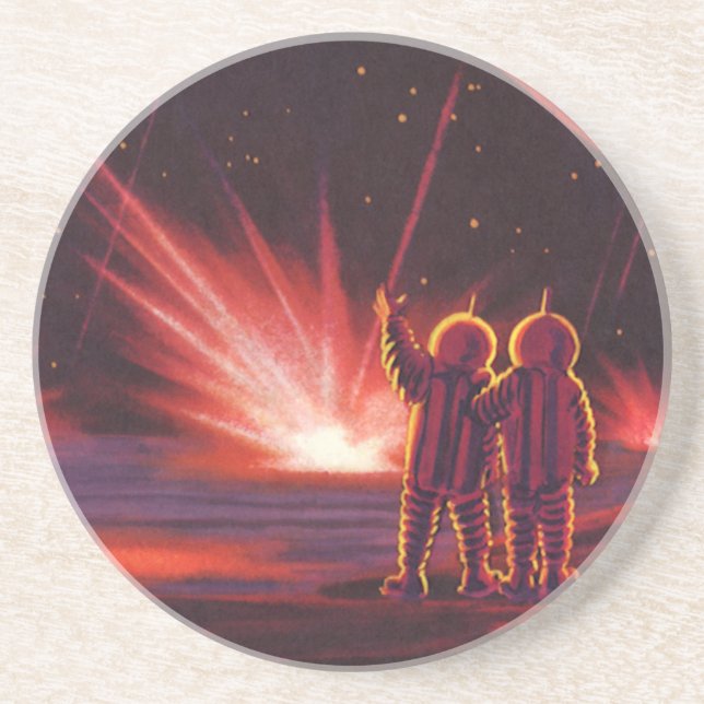 Vintage Science Fiction Alien Red Planet Explosion Coaster (Front)