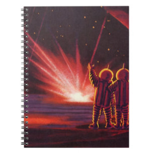 Vintage Science Fiction Alien Red Planet Explosion Notebook