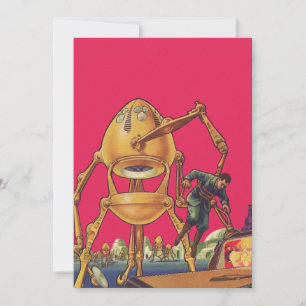 Vintage Science Fiction Alien Robot Captures Man