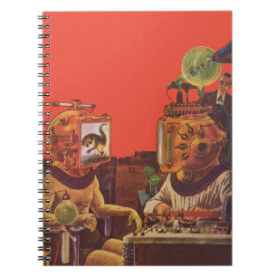 Vintage Science Fiction, Alien Steam Punk Helmets Notebook