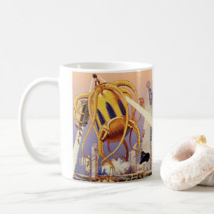 Vintage Science Fiction Alien War Invasion Octopus Coffee Mug