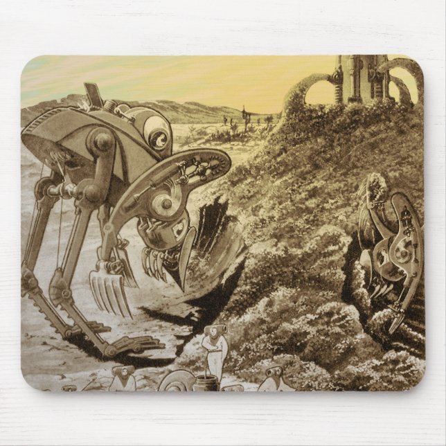 Vintage Science Fiction Aliens Planet Construction Mouse Mat (Front)