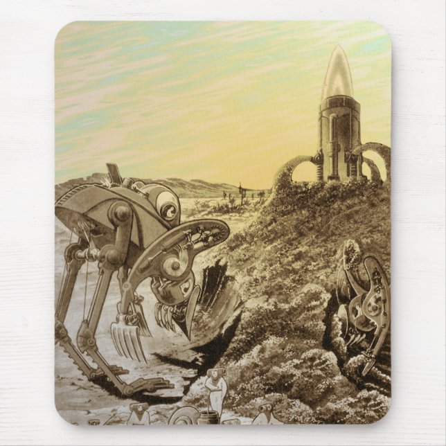 Vintage Science Fiction Aliens Planet Construction Mouse Mat (Front)