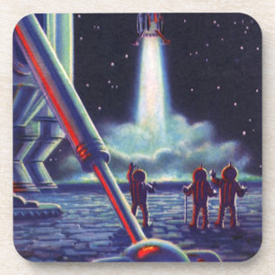 Vintage Science Fiction Aliens Wave to Rocket Coaster