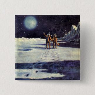 Vintage Science Fiction Astronaut Aliens on Moon 15 Cm Square Badge