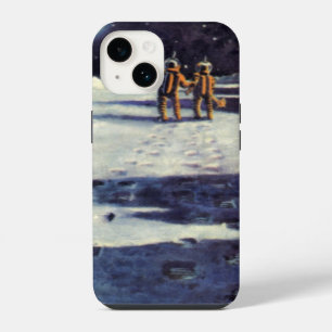 Vintage Science Fiction Astronaut Aliens on Moon iPhone 14 Case