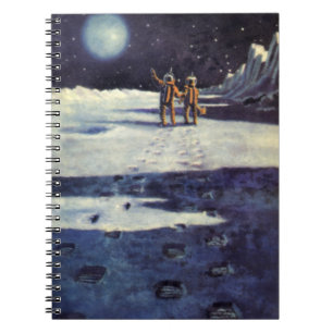Vintage Science Fiction Astronaut Aliens on Moon Notebook