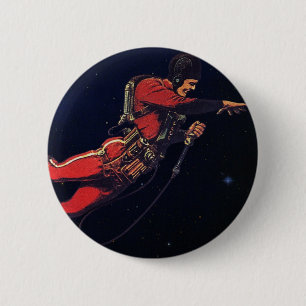 Vintage Science Fiction Astronaut in Outer Space 6 Cm Round Badge