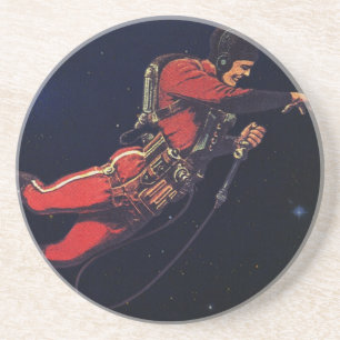 Vintage Science Fiction Astronaut in Outer Space Coaster