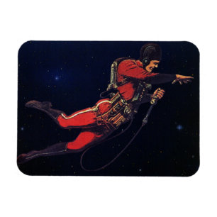 Vintage Science Fiction Astronaut in Outer Space Magnet