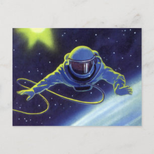 Vintage Science Fiction Astronaut on a Space Walk Postcard