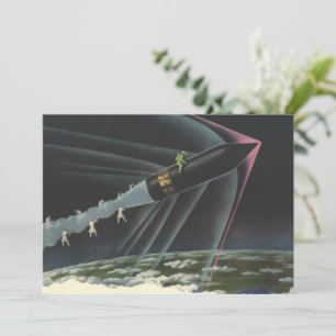 Vintage Science Fiction Astronaut Riding a Rocket