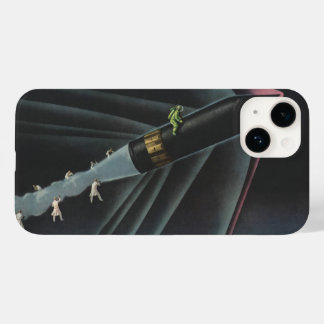 Vintage Science Fiction Astronaut Riding a Rocket Case-Mate iPhone 14 Case