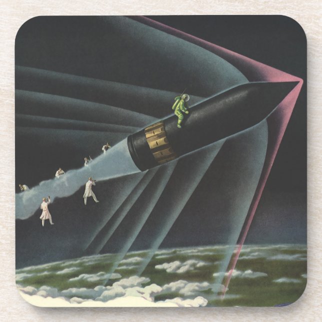 Vintage Science Fiction Astronaut Riding a Rocket Coaster (Front)