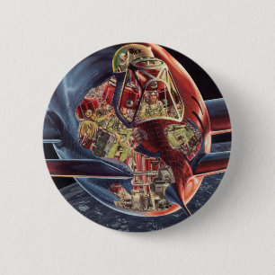 Vintage Science Fiction Astronaut Rocket Spaceship 6 Cm Round Badge