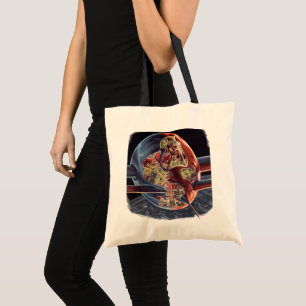 Vintage Science Fiction Astronaut Rocket Spaceship Tote Bag