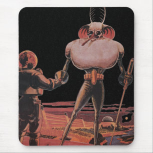 Vintage Science Fiction Astronaut Shake Hand Alien Mouse Mat