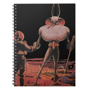 Vintage Science Fiction Astronaut Shake Hand Alien Notebook