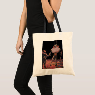 Vintage Science Fiction Astronaut Shake Hand Alien Tote Bag