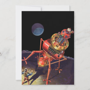 Vintage Science Fiction Astronaut with Alien Robot