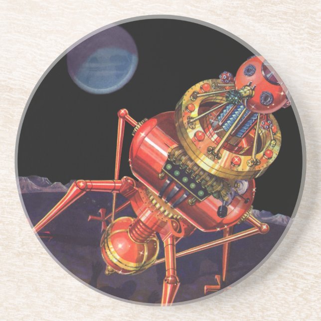 Vintage Science Fiction Astronaut with Alien Robot Coaster (Front)