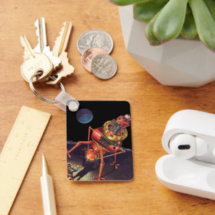Vintage Science Fiction Astronaut with Alien Robot Key Ring