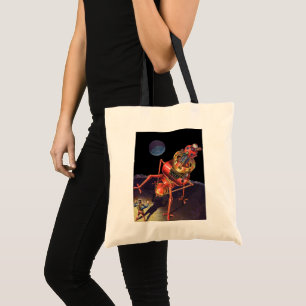 Vintage Science Fiction Astronaut with Alien Robot Tote Bag