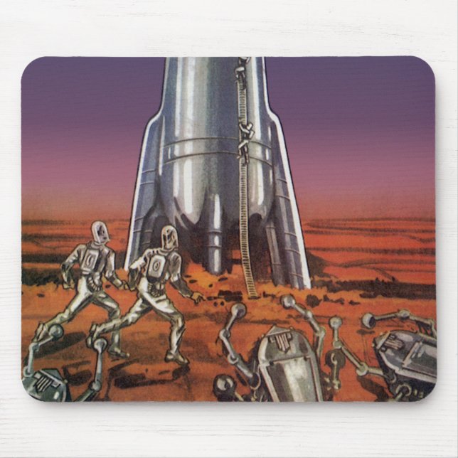 Vintage Science Fiction, Astronauts Beetle Aliens Mouse Mat (Front)