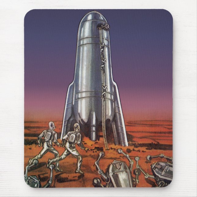 Vintage Science Fiction, Astronauts Beetle Aliens Mouse Mat (Front)