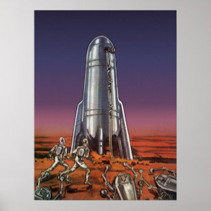 Vintage Science Fiction, Astronauts Beetle Aliens Poster