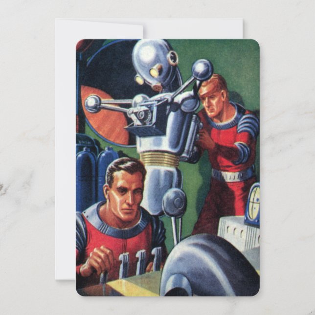 Vintage Science Fiction Astronauts Fixing a Robot (Front)