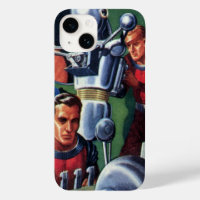 Vintage Science Fiction Astronauts Fixing a Robot