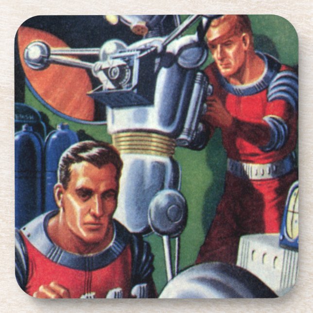 Vintage Science Fiction Astronauts Fixing a Robot Coaster (Front)