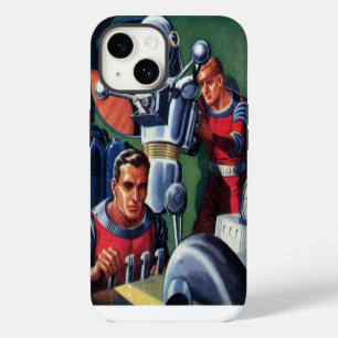 Vintage Science Fiction Astronauts Fixing a Robot iPhone 14 Case