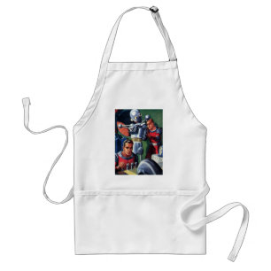 Vintage Science Fiction Astronauts Fixing a Robot Standard Apron