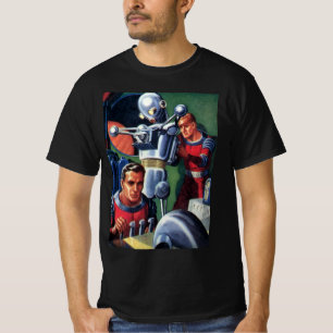 Vintage Science Fiction Astronauts Fixing a Robot T-Shirt