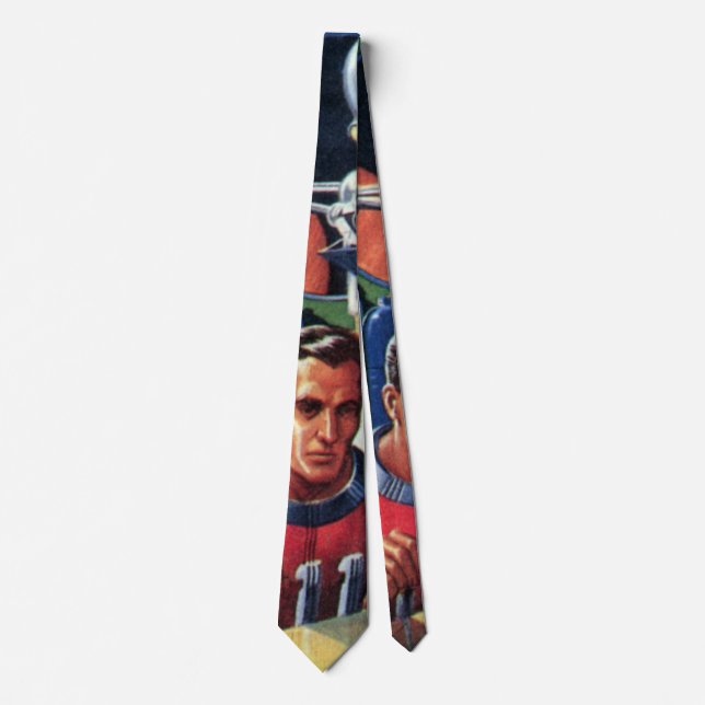 Vintage Science Fiction Astronauts Fixing a Robot Tie (Front)