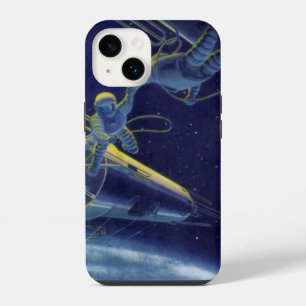 Vintage Science Fiction Astronauts in Outer Space iPhone 14 Case