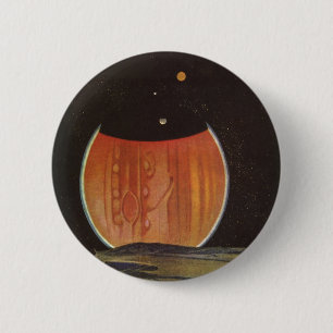 Vintage Science Fiction, Astronauts on Ganymede 6 Cm Round Badge