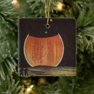 Vintage Science Fiction, Astronauts on Ganymede Ceramic Tree Decoration