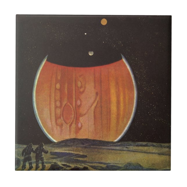 Vintage Science Fiction, Astronauts on Ganymede Tile (Front)