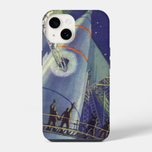 Vintage Science Fiction Astronauts on Rocket Ship iPhone 14 Case
