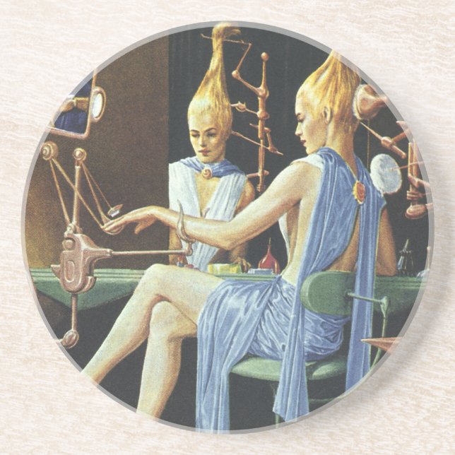 Vintage Science Fiction Beauty Salon Spa Manicures Coaster (Front)